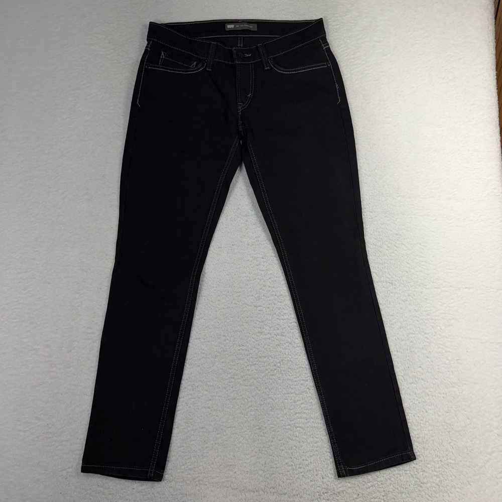 Levis 524 Jeans Womens 7 S/C (31x29) Black Too Superlow Skinny Stretch Denim